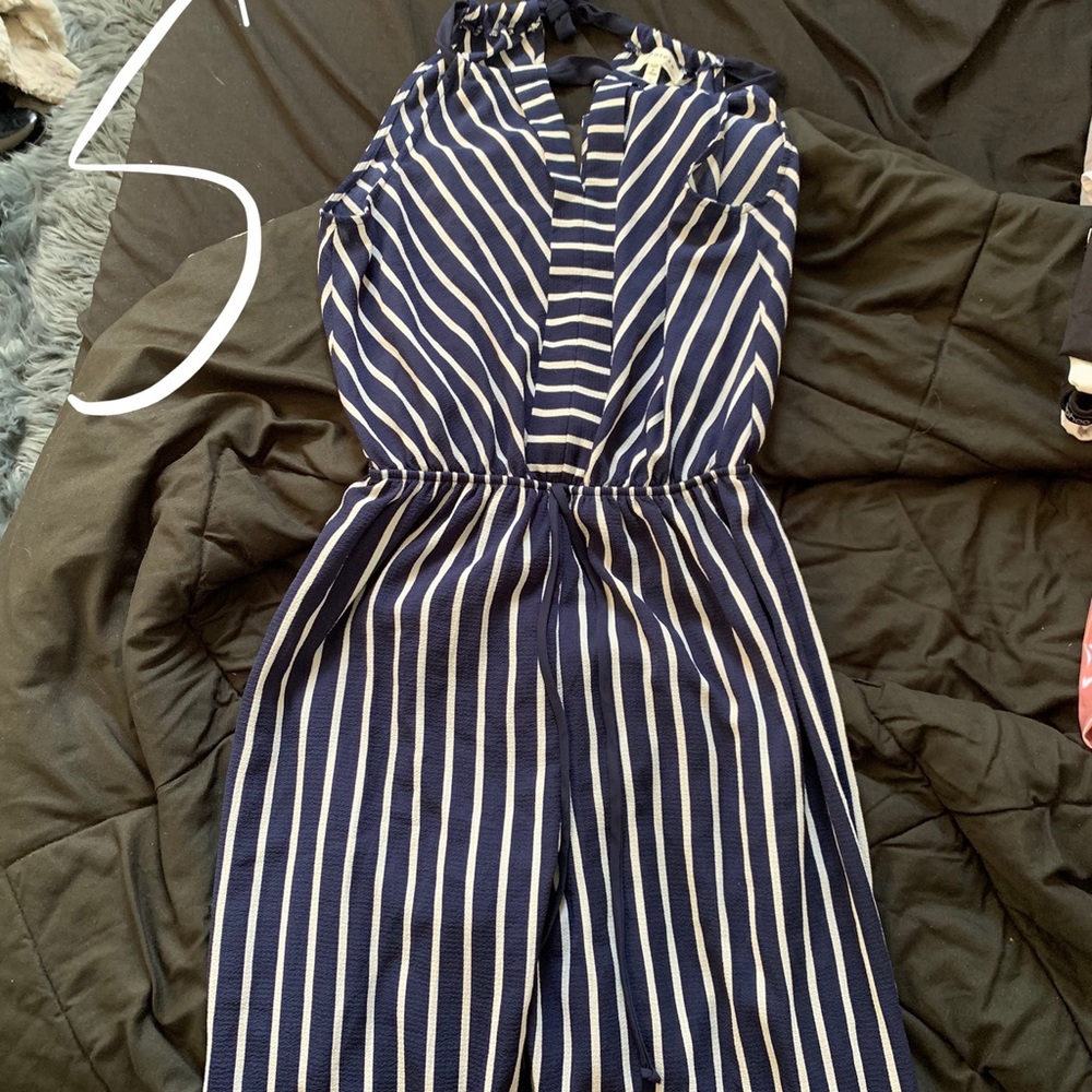 Blue and white jumpsuit